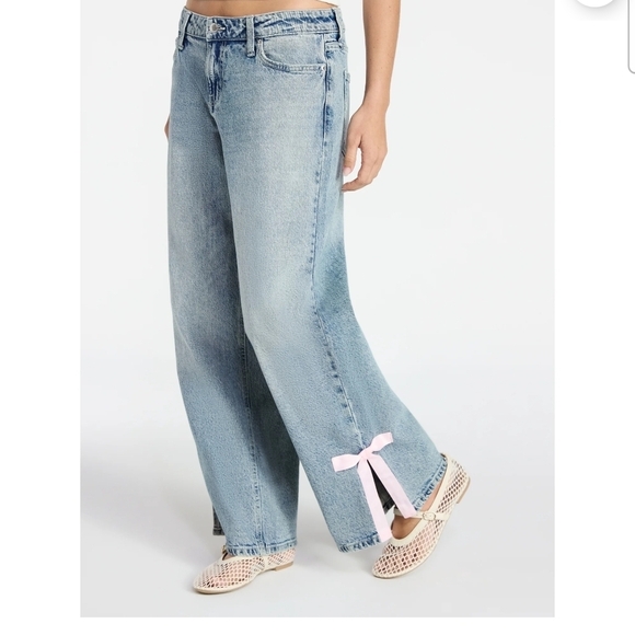 No Boundaries Denim - No Boundaries Baggy Jeans size 2 with Side Bow light pink